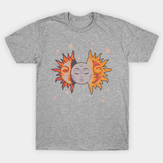 Star child of the moon and sun ( dreamy blue bg, matte 2 version) T-Shirt by VantaTheArtist